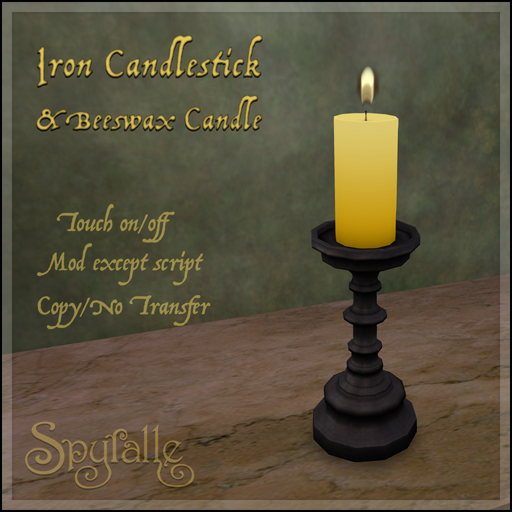 Spyralle Iron Candlestick & Beeswax Candle